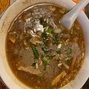 Hot and Sour soup with chicken added. Really good!