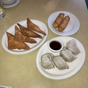 The crag rangoon was gross--no filling!  The fried potstickers were ok.  The eggrolls were good.