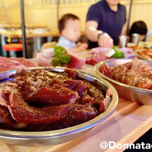 a variety of meats on a table