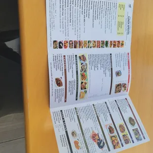 a menu on a table