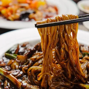 Korean black bean paste noodle
"Jjajangmyeon"