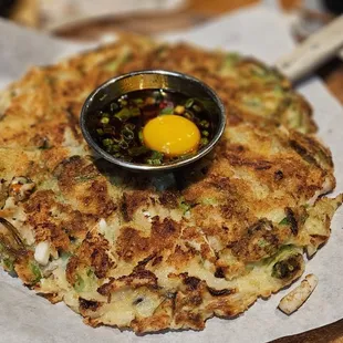 Seafood Korean Pancake (Korean-style Pancake with Green Onion and Seafood)