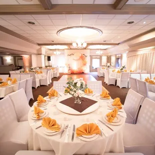 tables set for a wedding reception