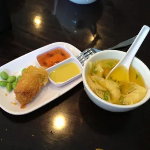 soybean,roll,soup,yummy!