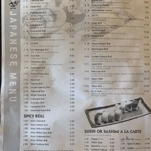 menu