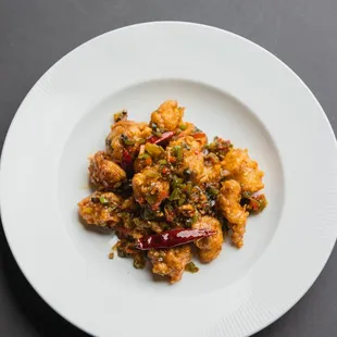Chili Garlic Fried Chicken, also known as &quot;Kkan-Pung-Gi&quot; - Crispy battered chicken wok fried with diced pepper, tossed with chili garlic soy