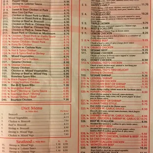 sushi and sashimi, menu