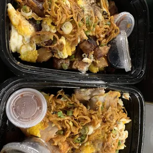 two plastic containers of food