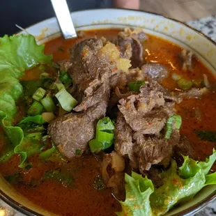 Spicy sate beef noodle soup