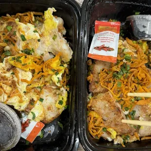 Pan-Fried Rice Cakeleft, Pan-Fried Taro Rice Cake right