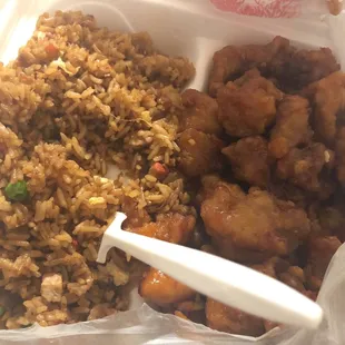House special fried rice and Orange chicken