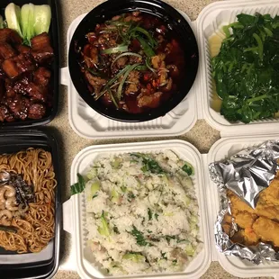 a variety of asian food
