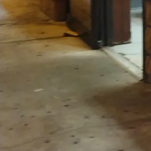 In picture you can see wedge holding door.