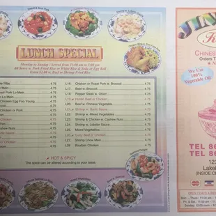 the menu and prices