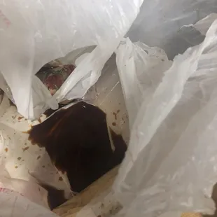 the inside of a bag of food