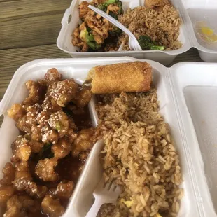 Sesame chicken plus chicken and broccoli (extra spicy)