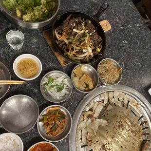 a table full of asian food