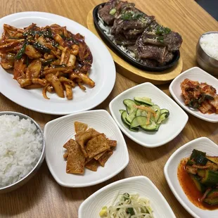 7. LA Galbi &amp; 18. stir fried squid