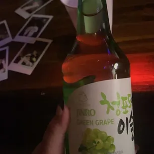 We ordered grape soju. They also have food options as well!