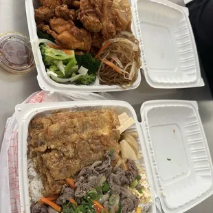 Original Chicken, Aloha Plate with Meat Jun $ Beef Bulgogi