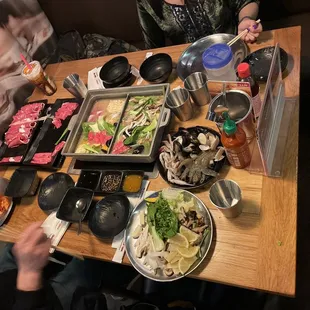 a table full of asian food