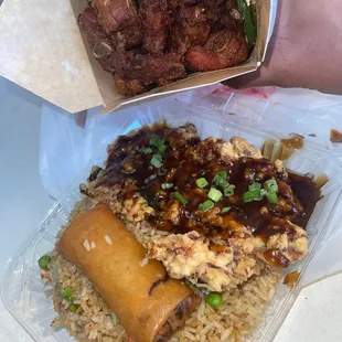 Pork Egg Fu Yung and dry fried ribs!