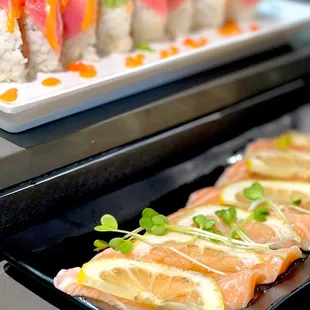 Top: Red Dragon, Bottom: Salmon Carpaccio