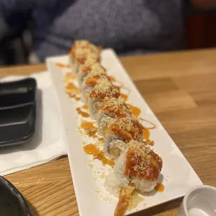 a plate of sushi on a table