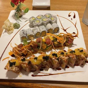a plate of sushi on a table