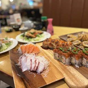 a variety of sushi on a table