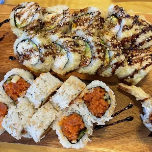 Spicy tuna roll &amp; tempura cali roll