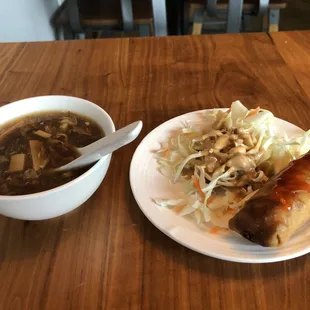 Free Hot and Sour Soup and Salad (only with dine in) and Veggie Eggroll