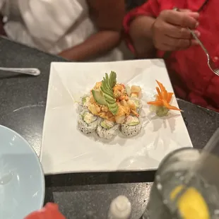 a plate of sushi