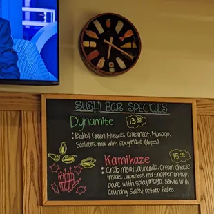 sushi bar specials menu