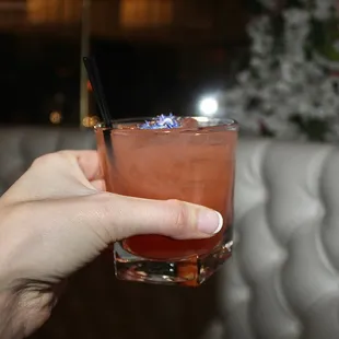 The Cheeky Devil was made with Silver Tequila, Campari, Honey, Grapefruit Juice, and Citrus.