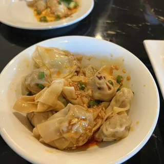 7. Fried Red Hard Wonton with Hot Sauce
