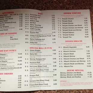 menu, sushi and sashimi