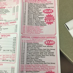 Lunch and special plates