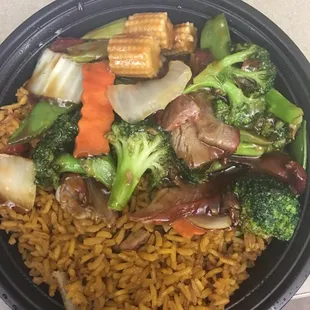 Pork w. Mix Veg Lunch Special and Pork Fried Rice