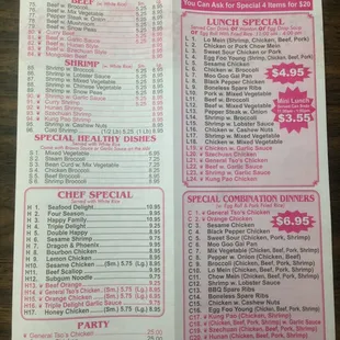 menu
