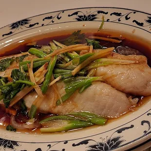 Steamed fish with scallions and ginger