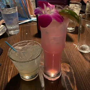 Silver Coin margarita and Purple Goddess