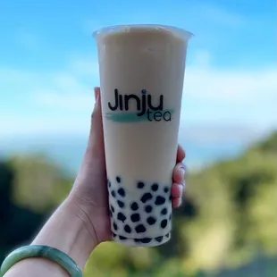 Black Milk Tea with boba