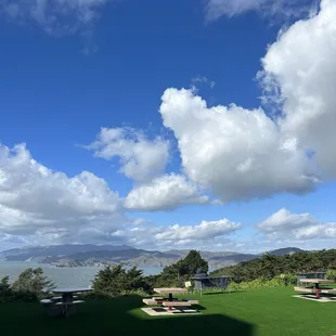 Outdoor seating area with a great view