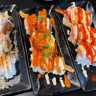three different types of sushi