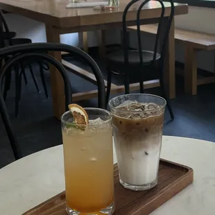 grapefruit ade &amp; iced latte
