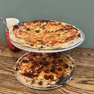 Margherita and pepperoni pizza