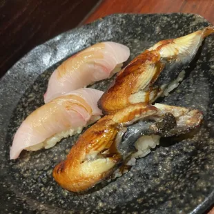 Yellowtail and Eel sushi
