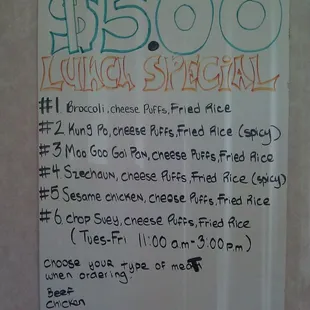 a list of items for sale