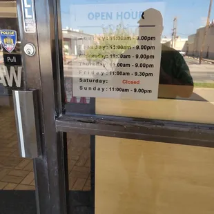 Store hours.
